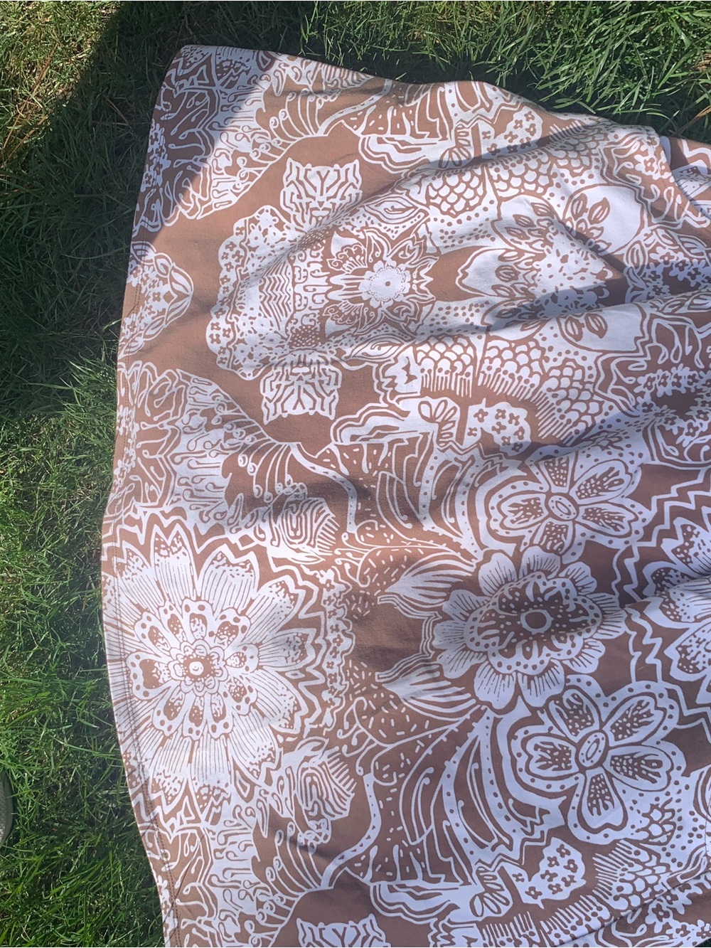 Liz Claiborne Brown and White Floral Print Skirt-knee -mini skirt